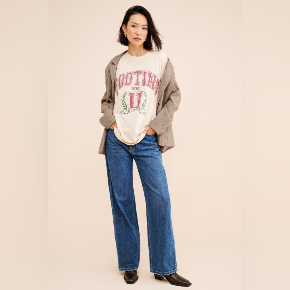 Anthropologie Rooting For U Collegiate T Shirt Distressed NWOT Women Size XXL - Picture 4 of 9